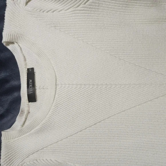 Classic Cream Crew Neck Ribbed Sweater - Picture 5 of 6